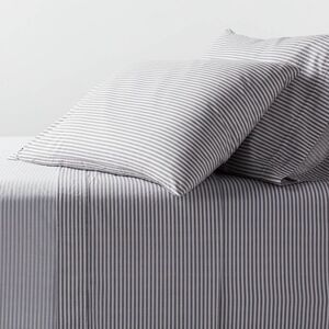 Twin/Twin XL Organic Percale Sheet Set Charcoal/White Stripe - Threshold